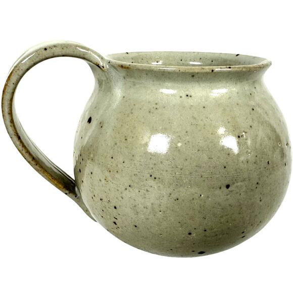 Hand Crafted Artist Signed Pottery Round Coffee Mug Blue Floral Highlight-Mint! - Picture 3 of 6